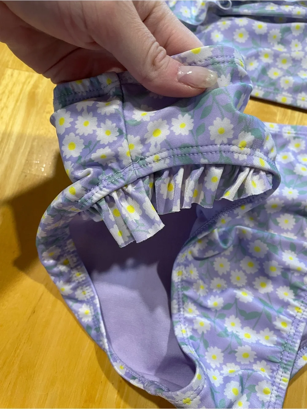 Lilac Daisy One-Shoulder Girls' Swim Set
